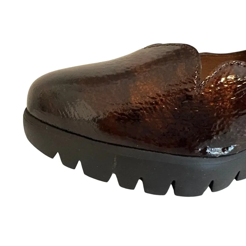NWT Wonders Spain Sevilla Tortoise Scalloped Patent Leather Mary Jane Wedge